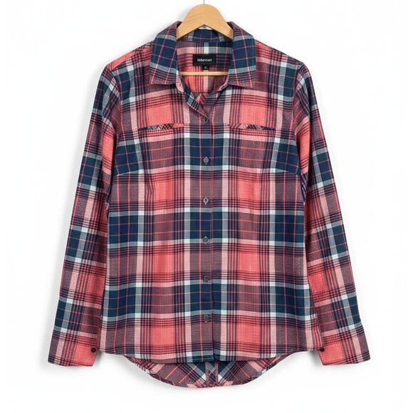 Marmot Women's L Outdoors Western Grunge Gorpcore Plaid Hiking Button-Up Shirt - Picture 1 of 11